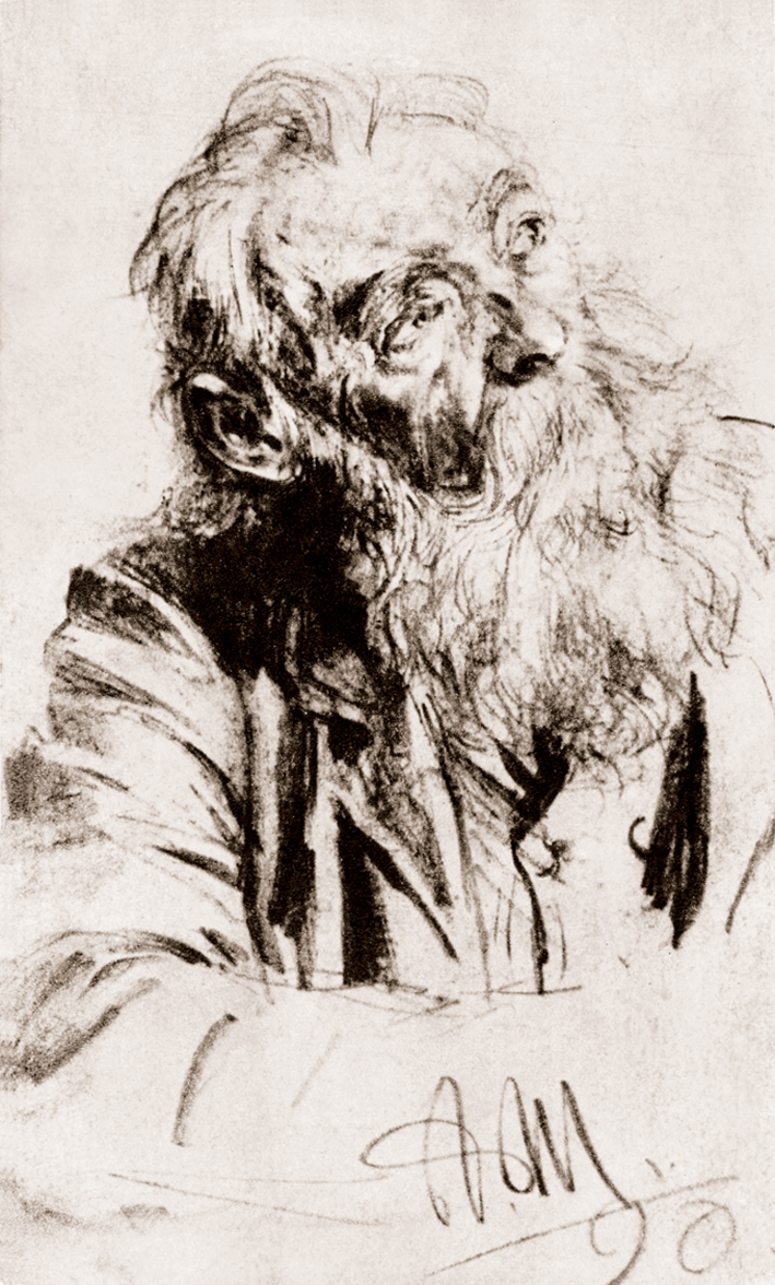  Adolpyh Von Menzel —— 老人的半身肖像